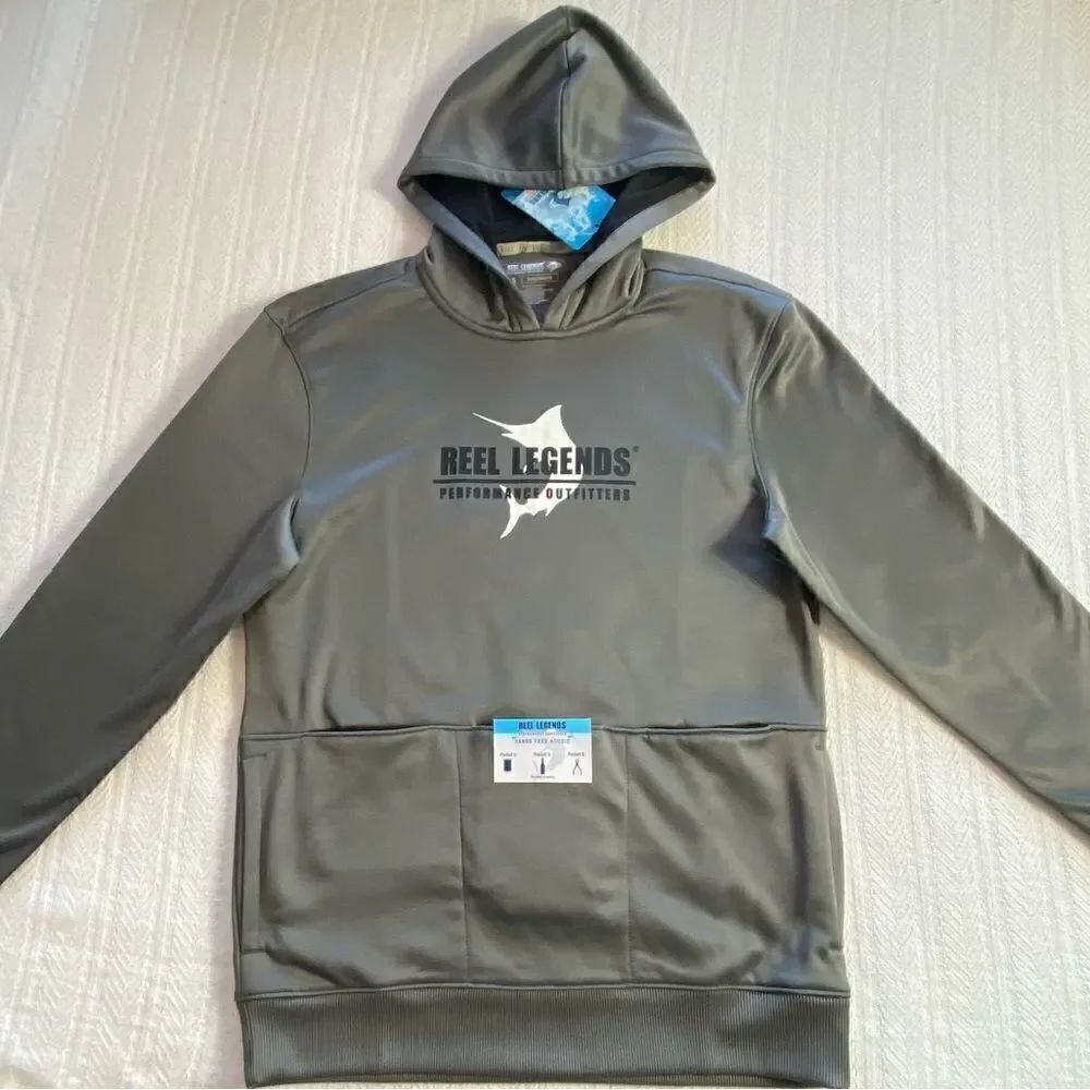 REEL LEGEND Men’s SMALL GRAY Hands Free Hoodie